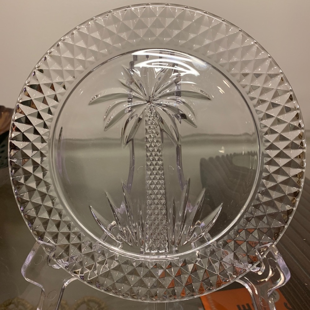 2 Glass Dessert Plates Palm Tree 🌴 Design